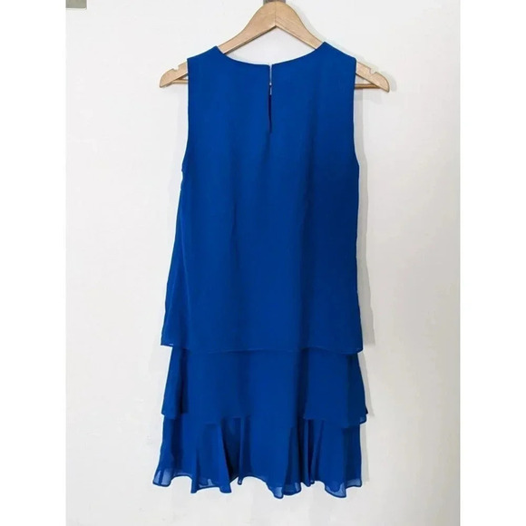 Lauren Ralph Lauren Georgette Blue Tiered Sleeveless Dress Size 6 MSRP $125 - Picture 3 of 7